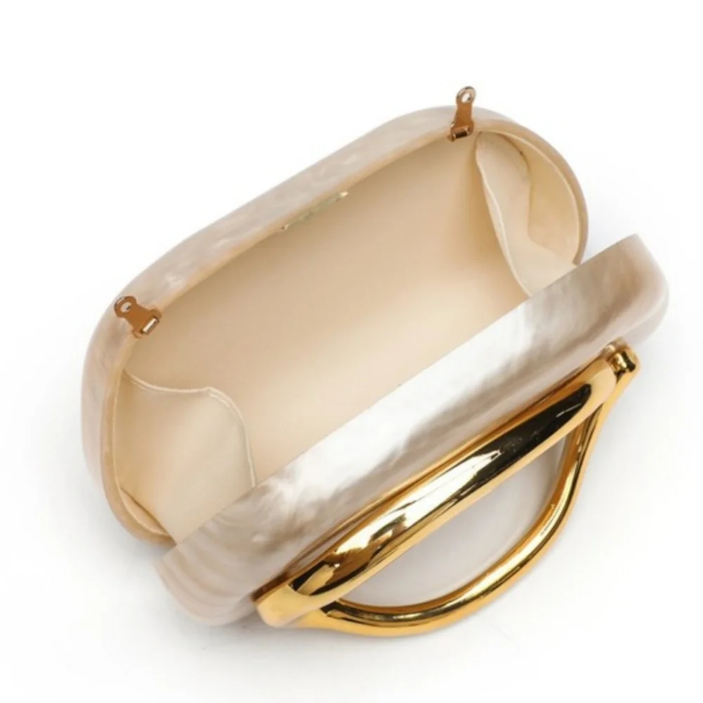 Gold and Cream Clutch with Metallic Accent